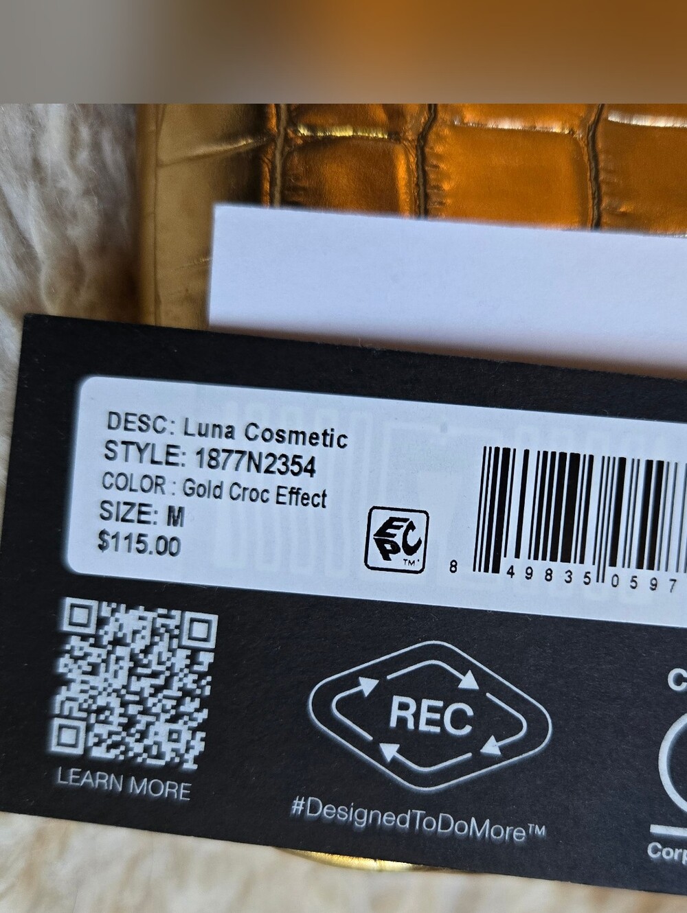 NWT MZ Wallace LEATHER Gold Croc Effect Medium Luna Cosmetic - Picture 7 of 9